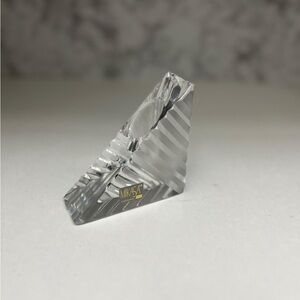 Vintage Mikasa Crystal Candlestick, Fused Glass Triangular Decor